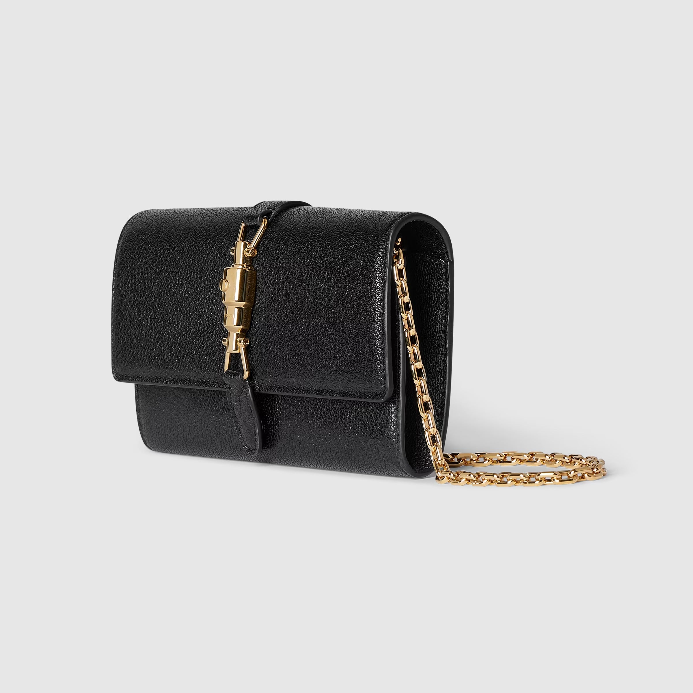 Gucci Jackie 1961 Leather Chain Wallet – Black