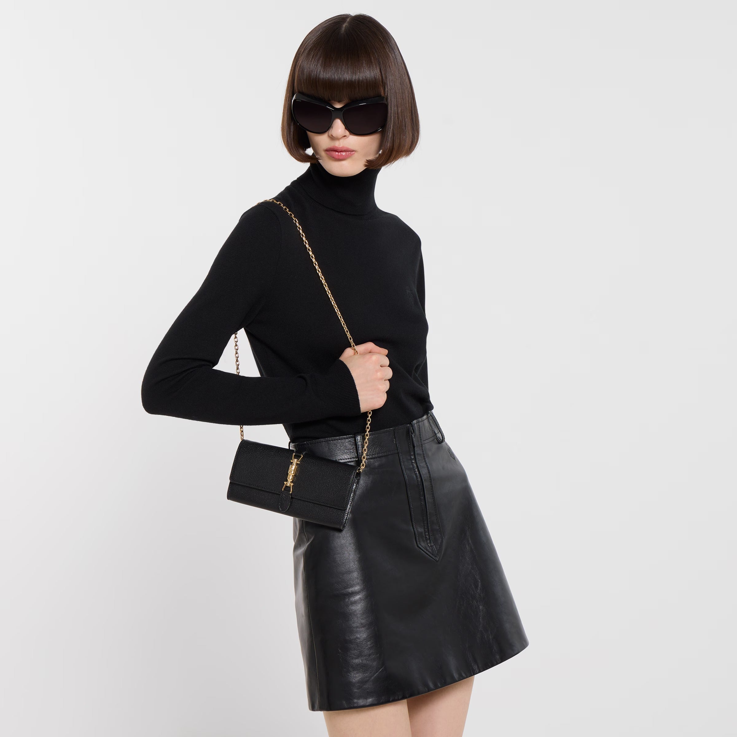 Gucci Jackie 1961 Leather Chain Wallet – Black
