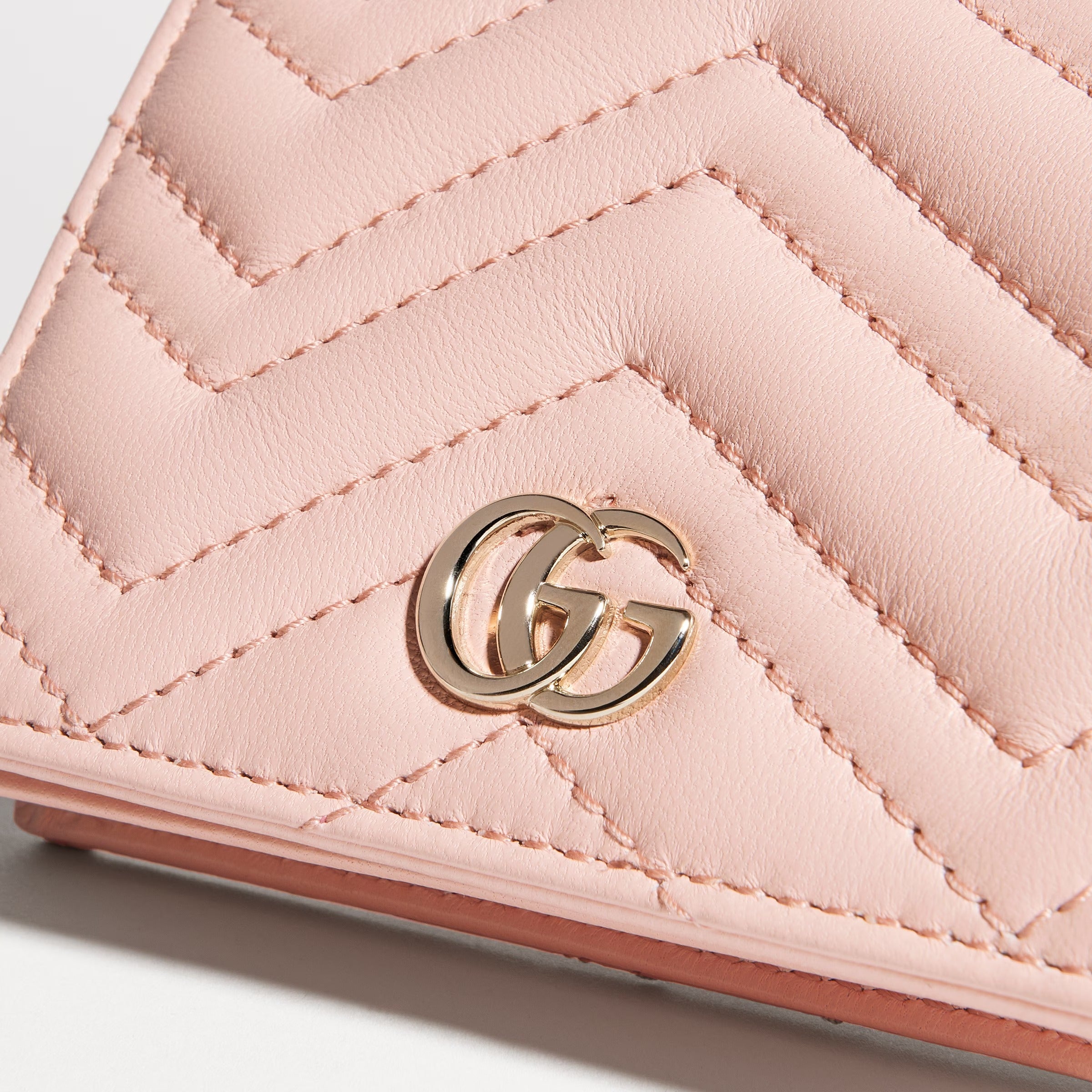 Gucci GG Marmont Card Case Wallet – Light Pink