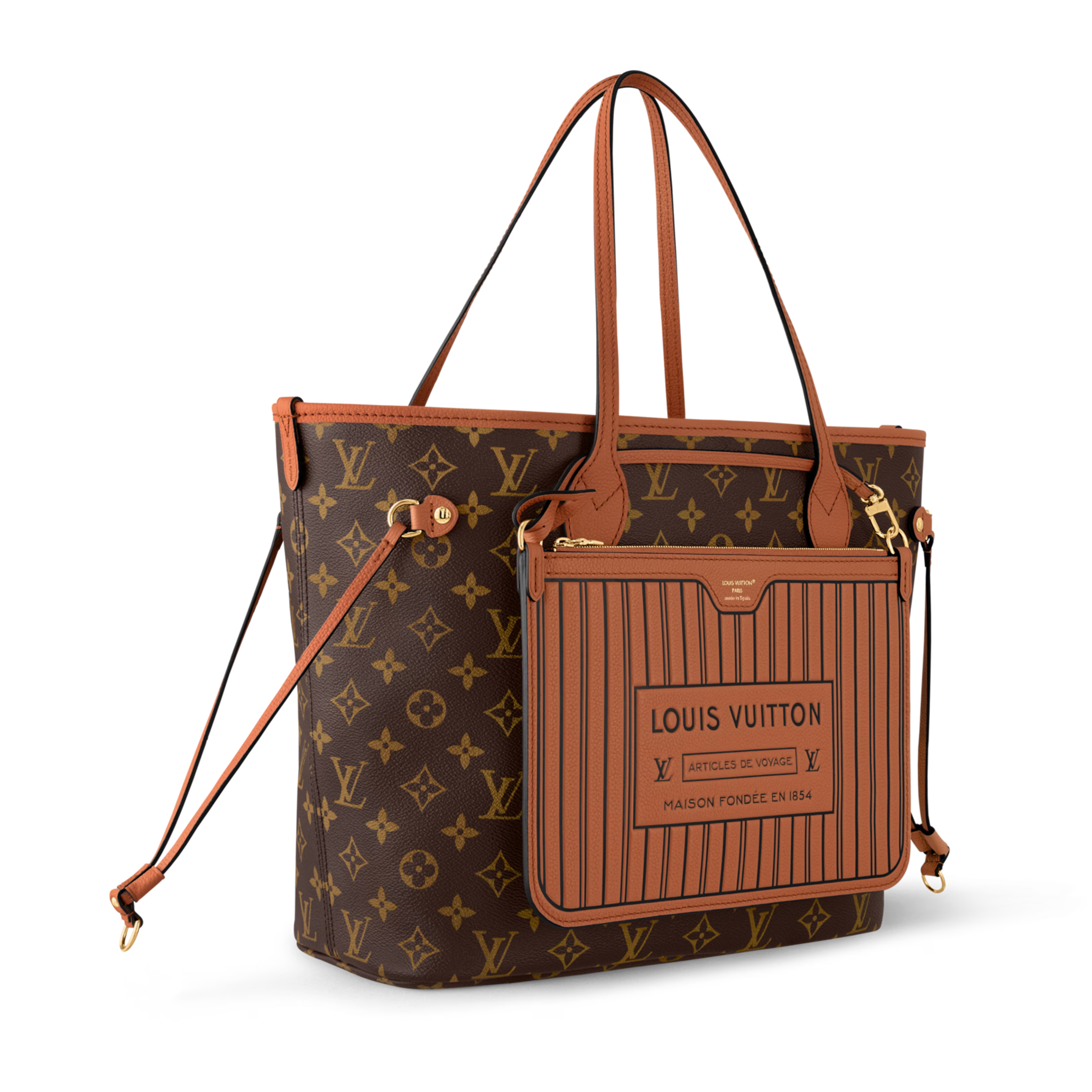 Louis Vuitton Mongram Canvas Neverfull Inside Out MM Shoulder Bag – Tan