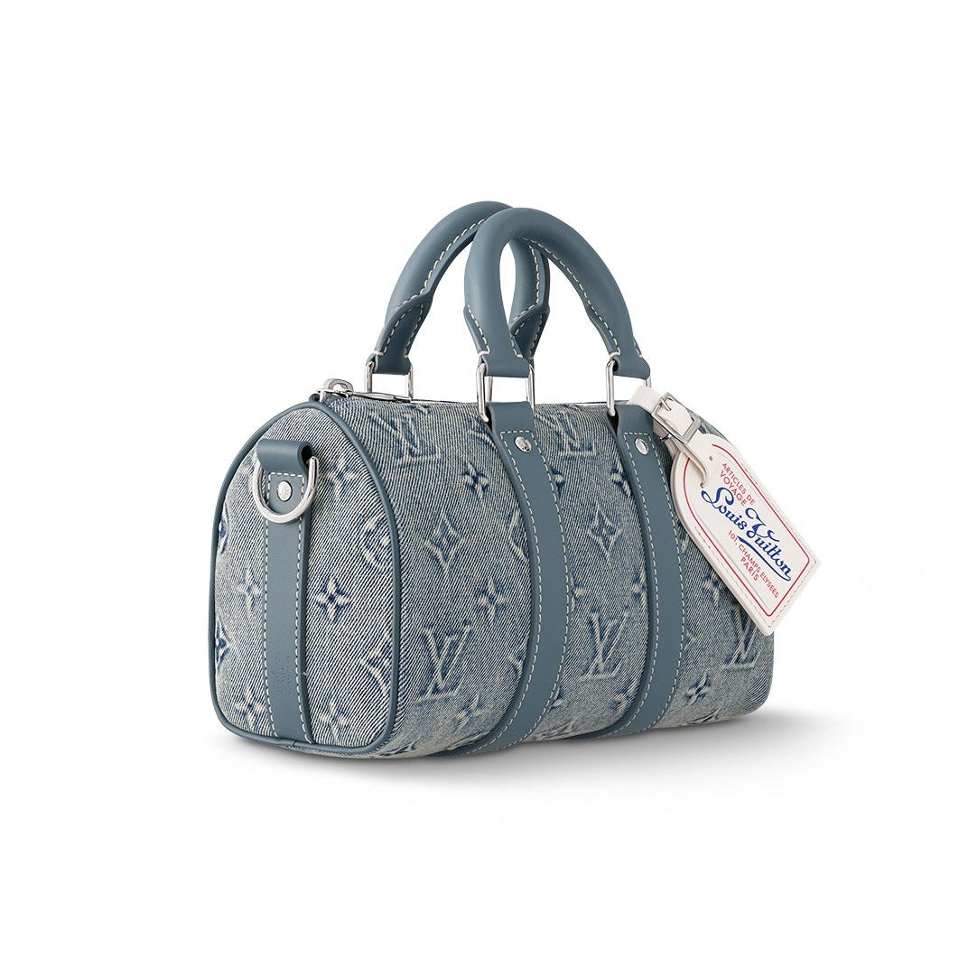 Louis Vuitton Monogram Washed Denim Canvas Keepall Bandouliere 25 Duffle Bag