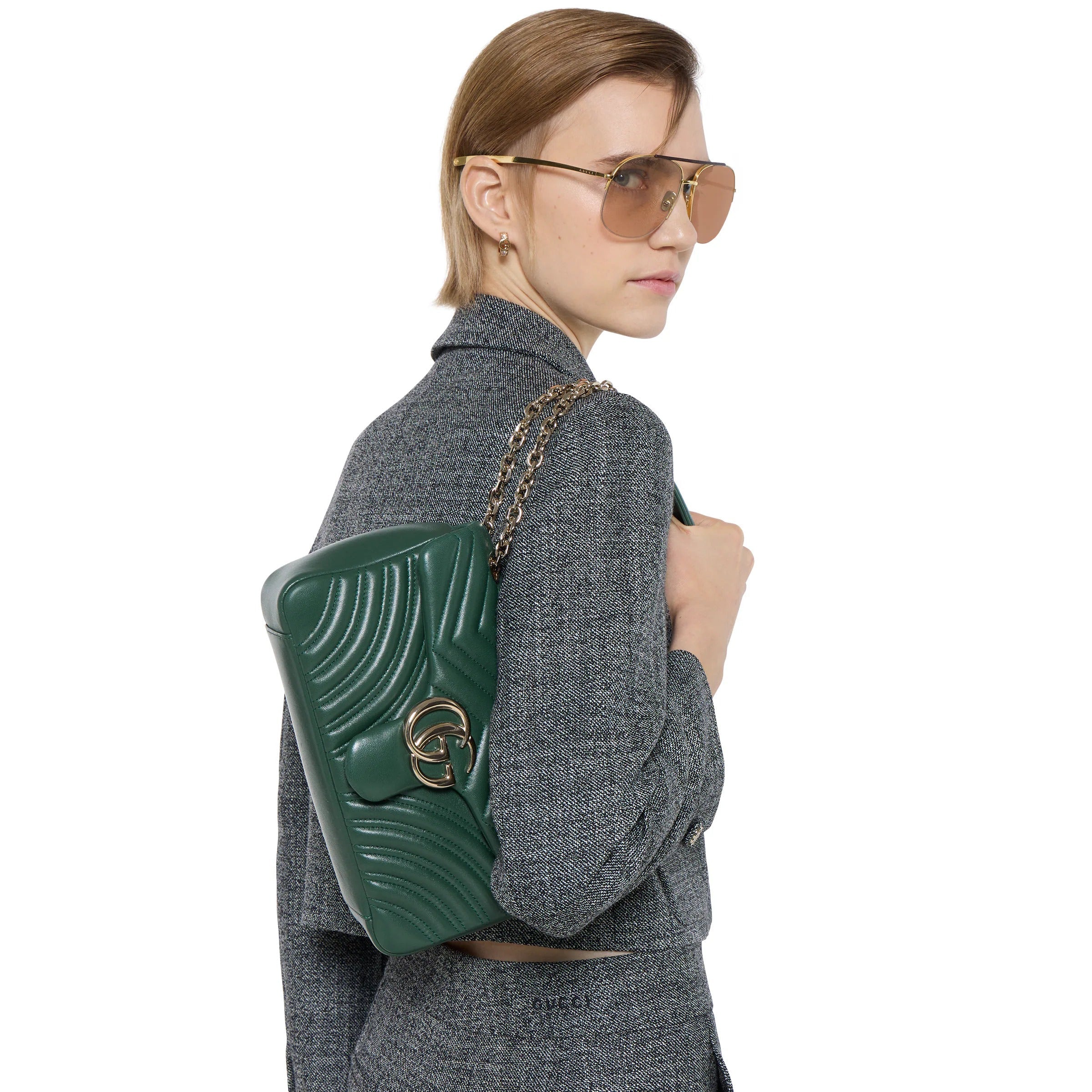 Gucci GG Marmont Medium Shoulder Bag - Green