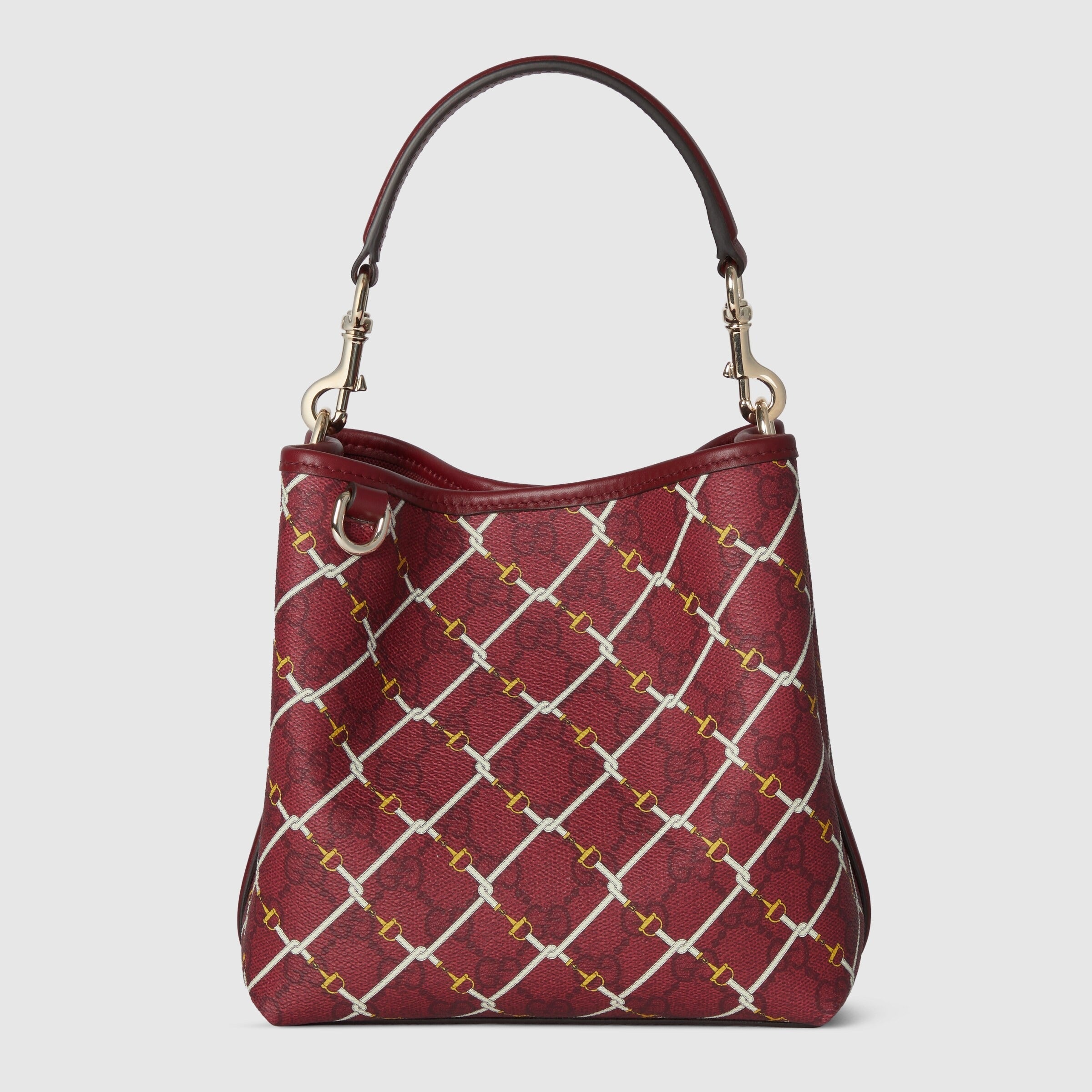 Gucci Emblem Small Bucket Bag – Red