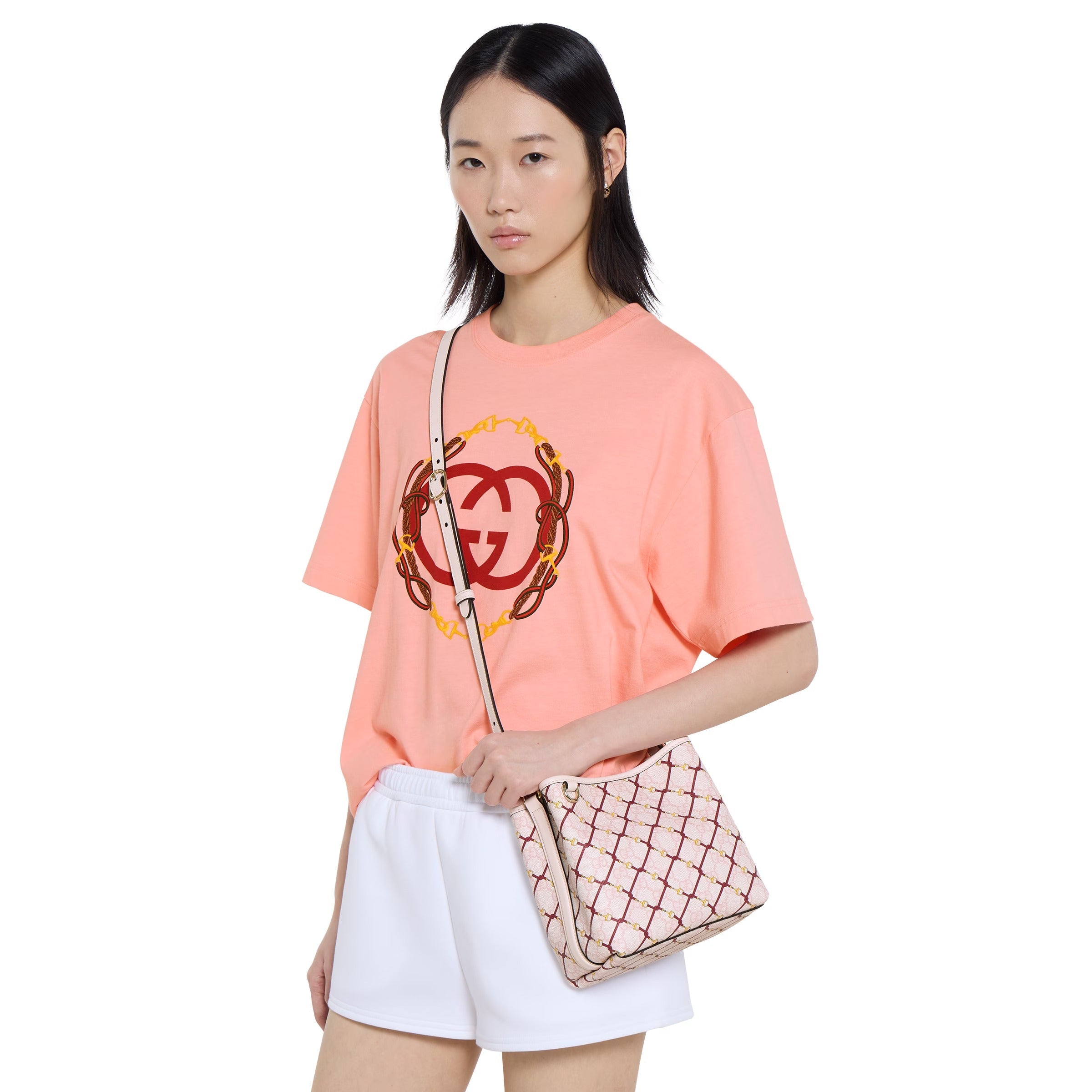 Gucci GG Emblem Small Bucket Bag – Pink