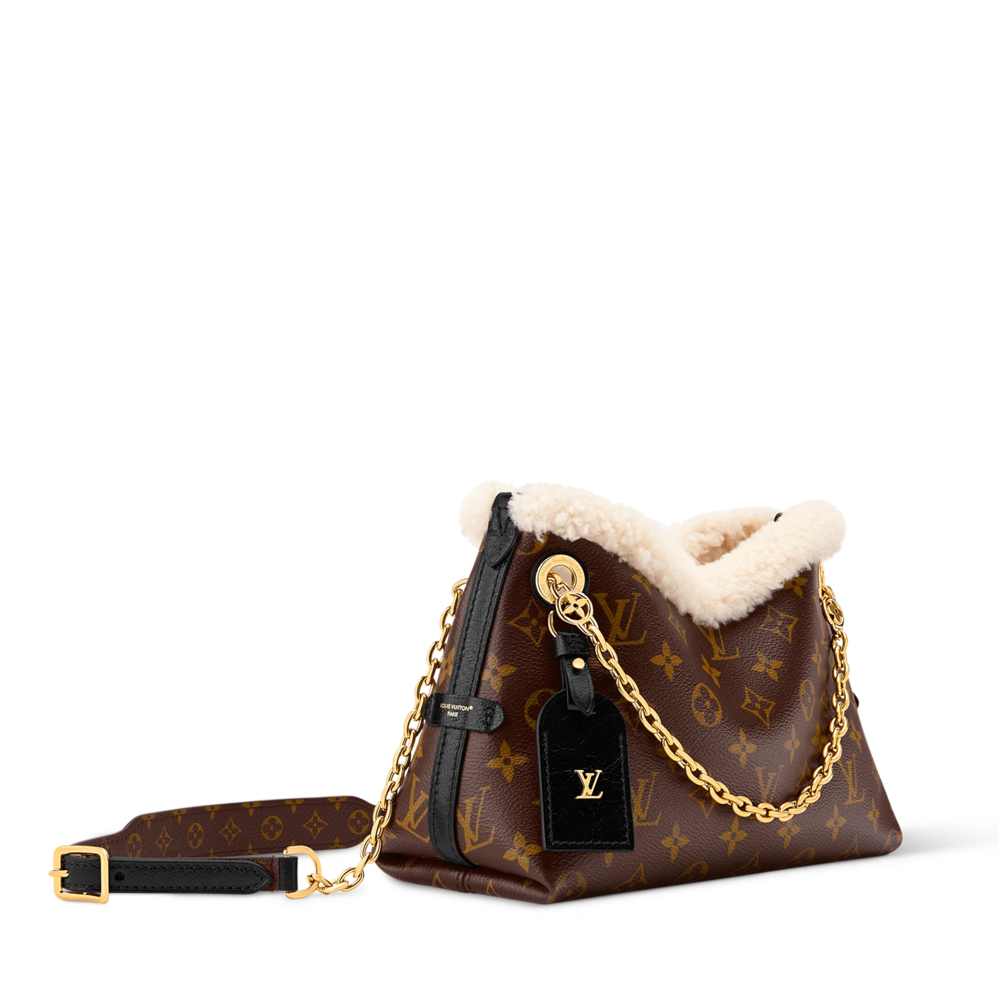 Louis Vuitton LV Ski Monogram Shearling CarryAll BB Handbag – Brown