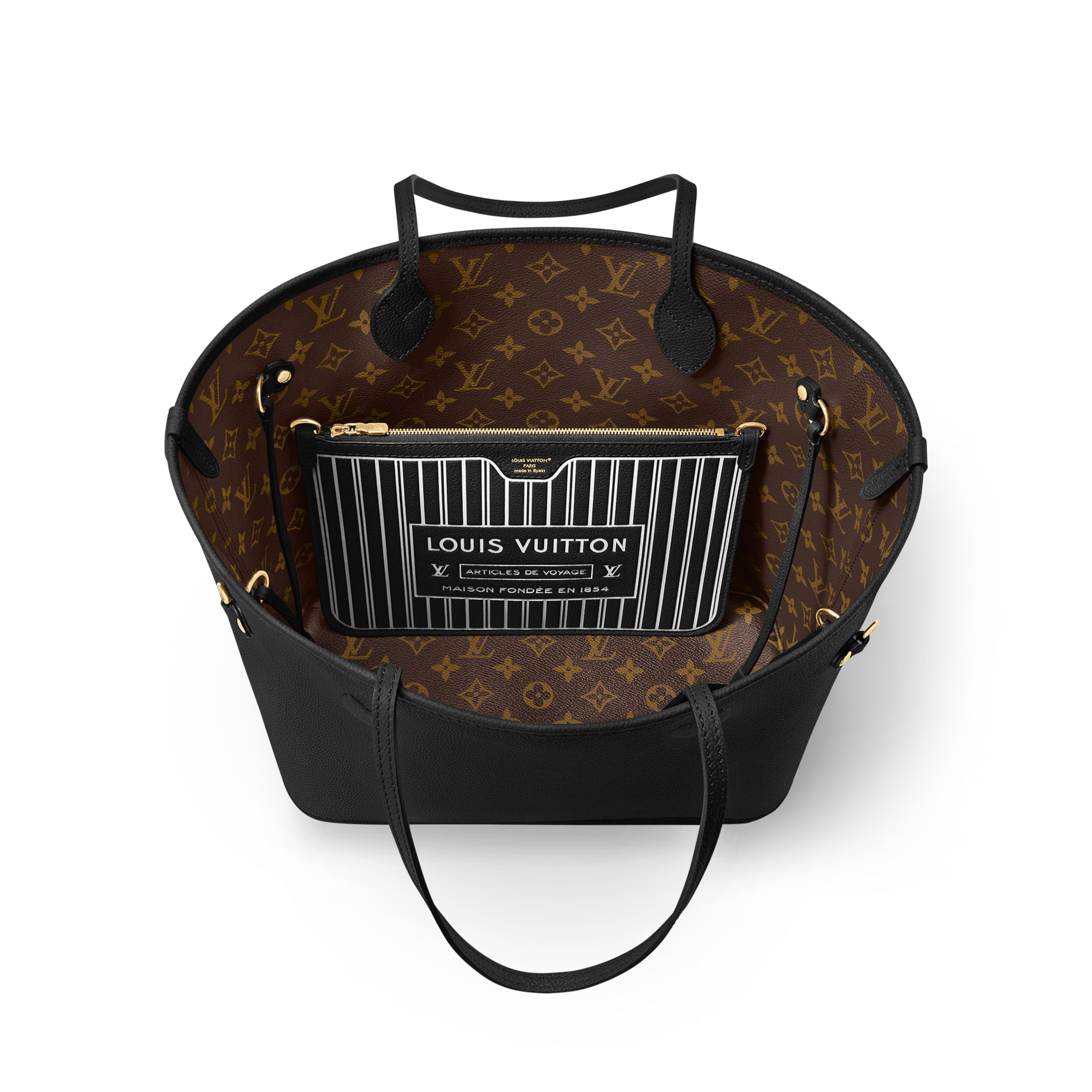 Louis Vuitton Monogram Canvas Neverfull Inside Out MM Shoulder Bag – Black