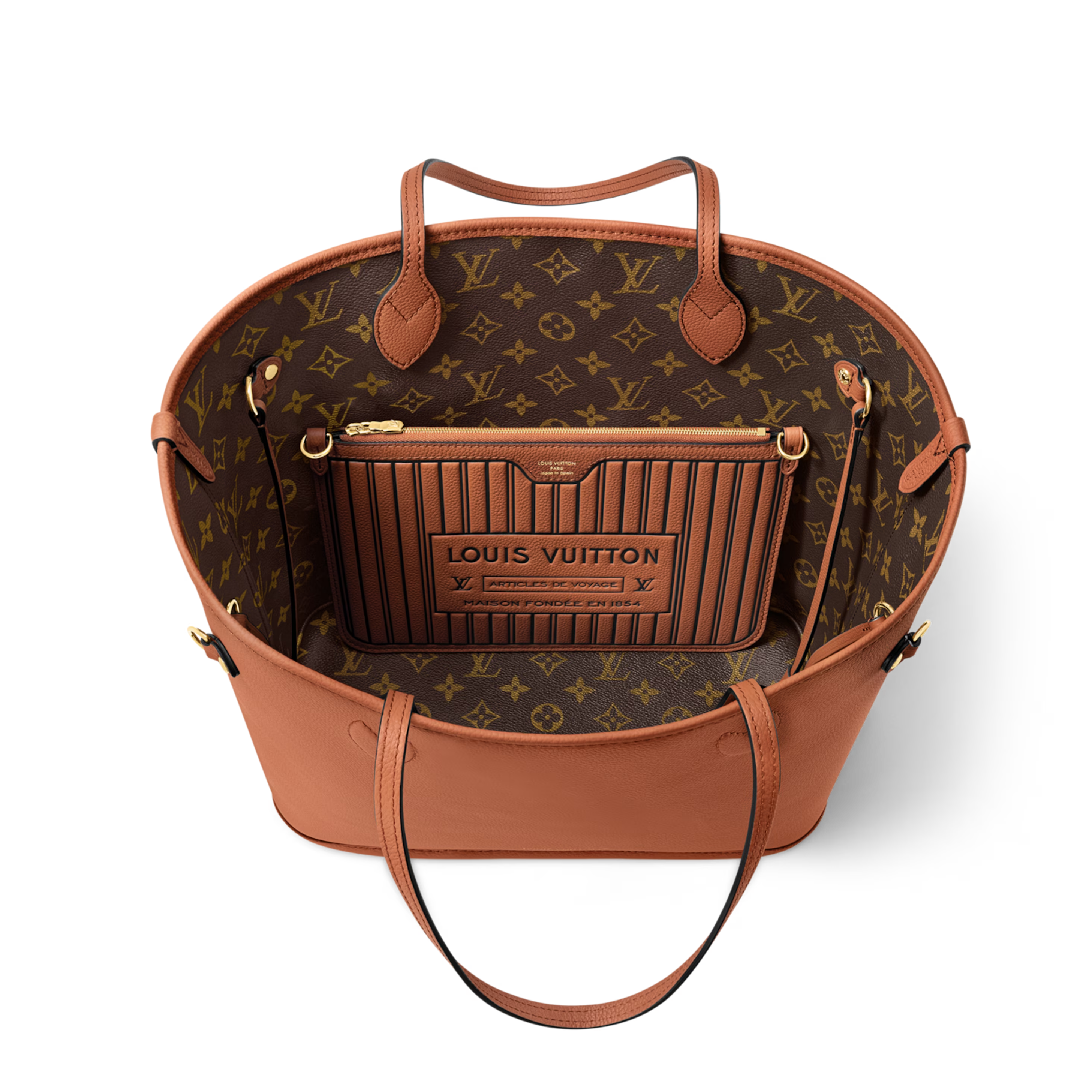 Louis Vuitton Mongram Canvas Neverfull Inside Out MM Shoulder Bag – Tan