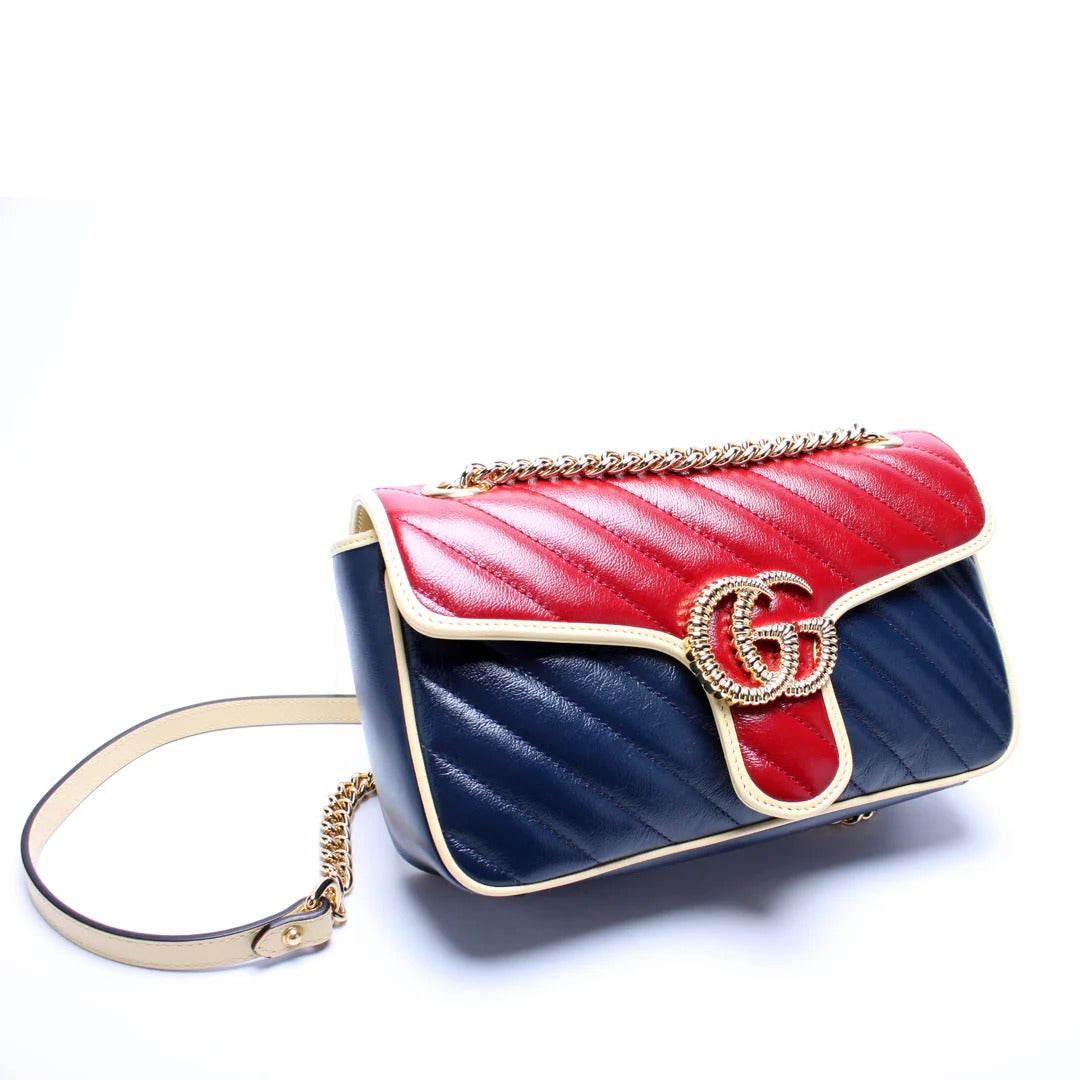 Gucci GG Marmont Medium Leather Bag - Blue