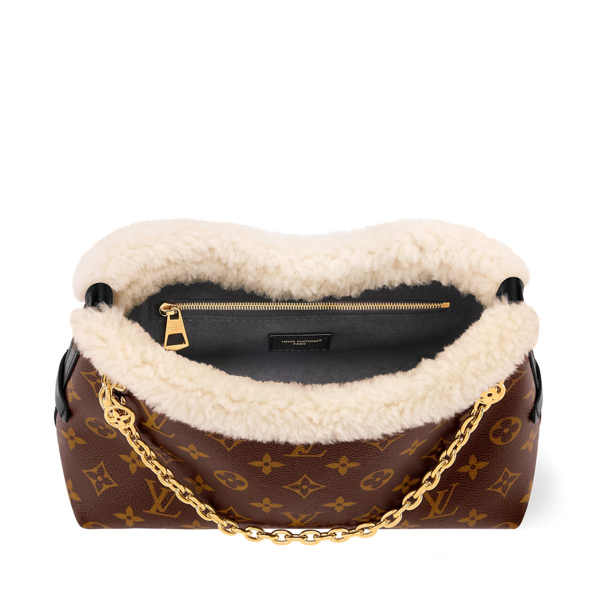 Louis Vuitton LV Ski Monogram Shearling CarryAll BB Handbag – Brown