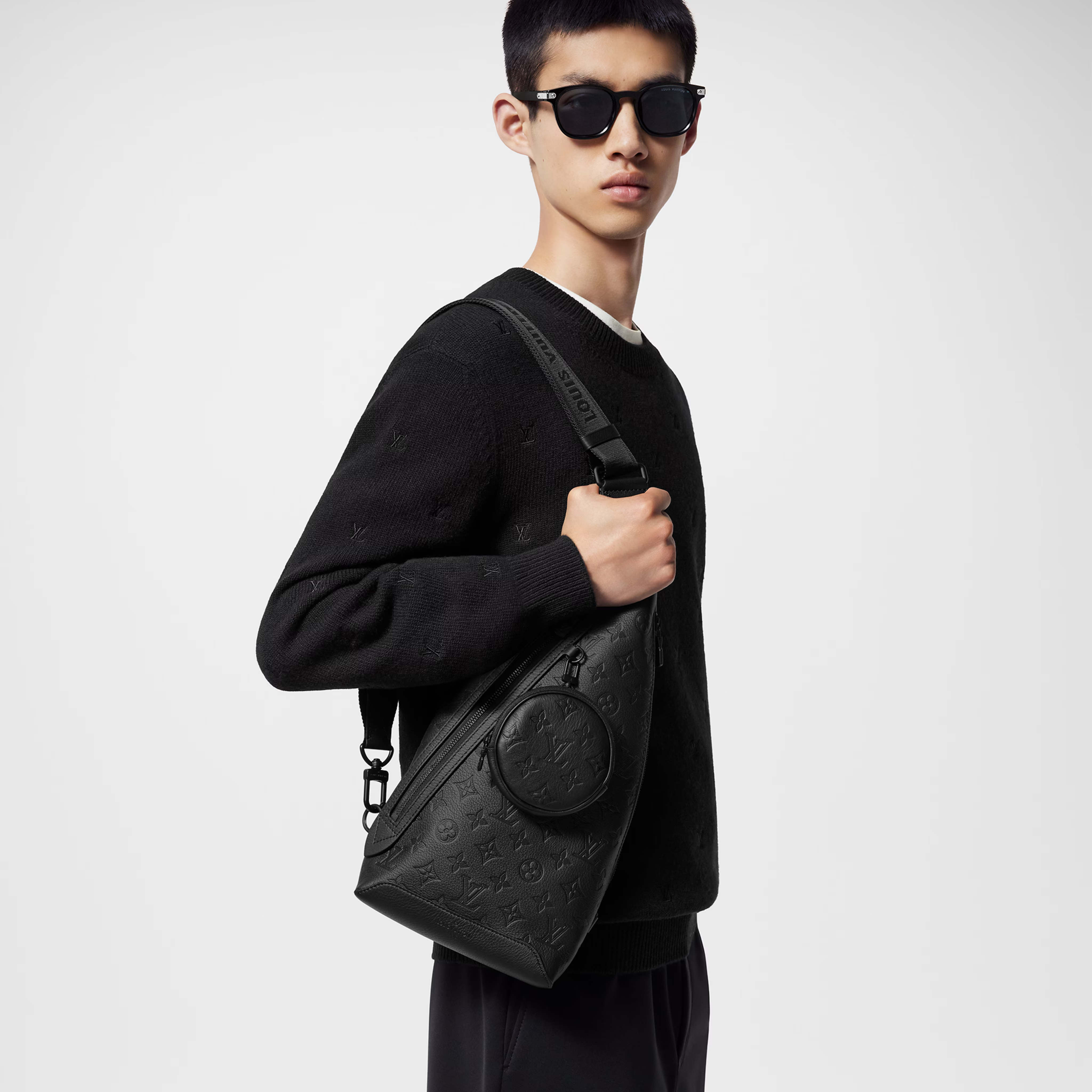 Louis Vuitton Monogram Shadow Leather Duo Slingbag Bag – Black