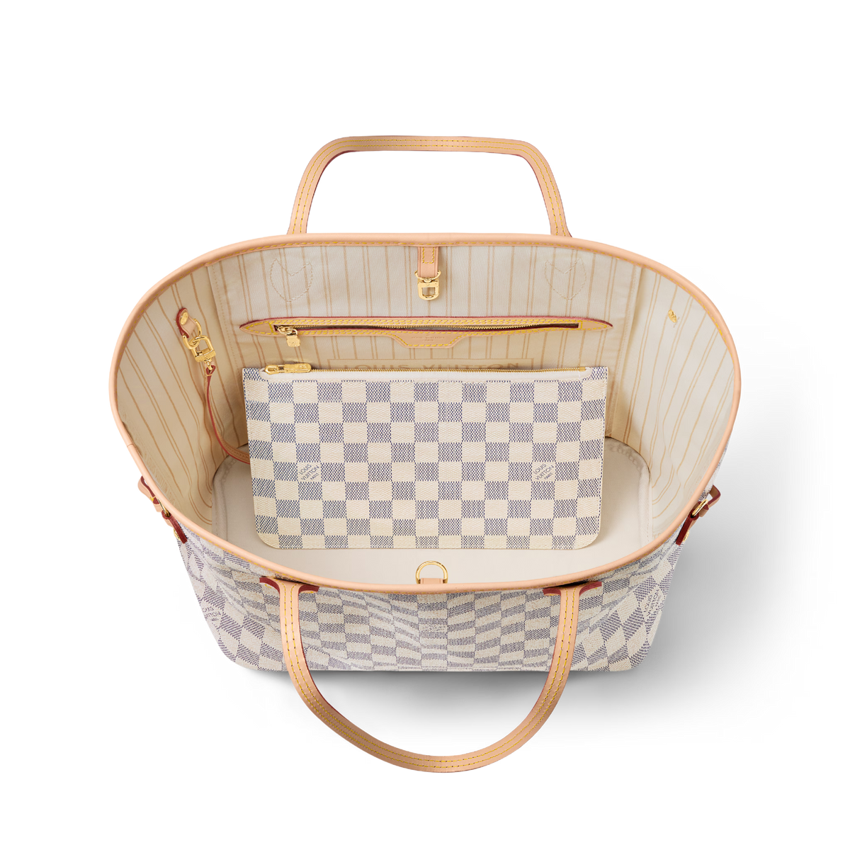 Louis Vuitton Damier Azur Canvas Neverfull MM Tote Bag – Beige