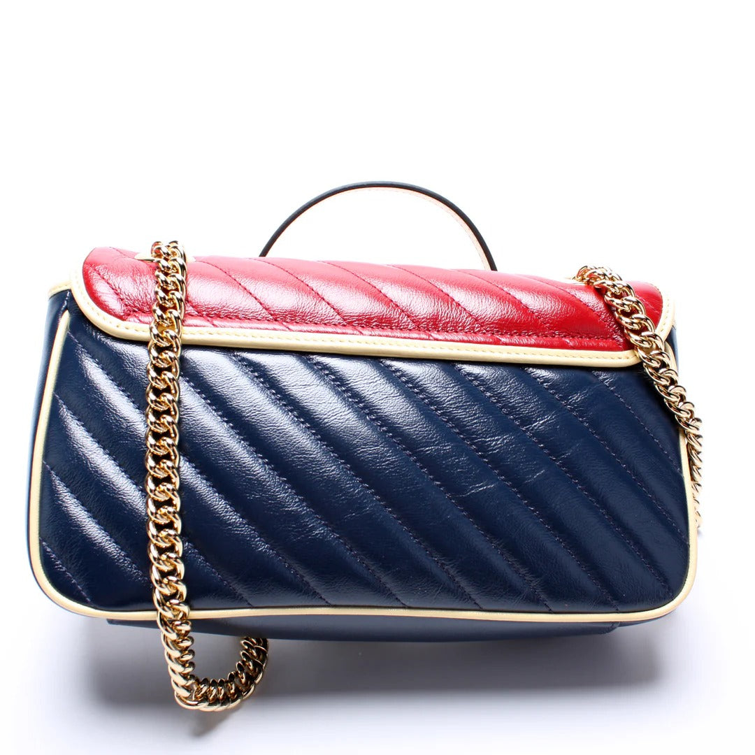 Gucci GG Marmont Medium Leather Bag - Blue