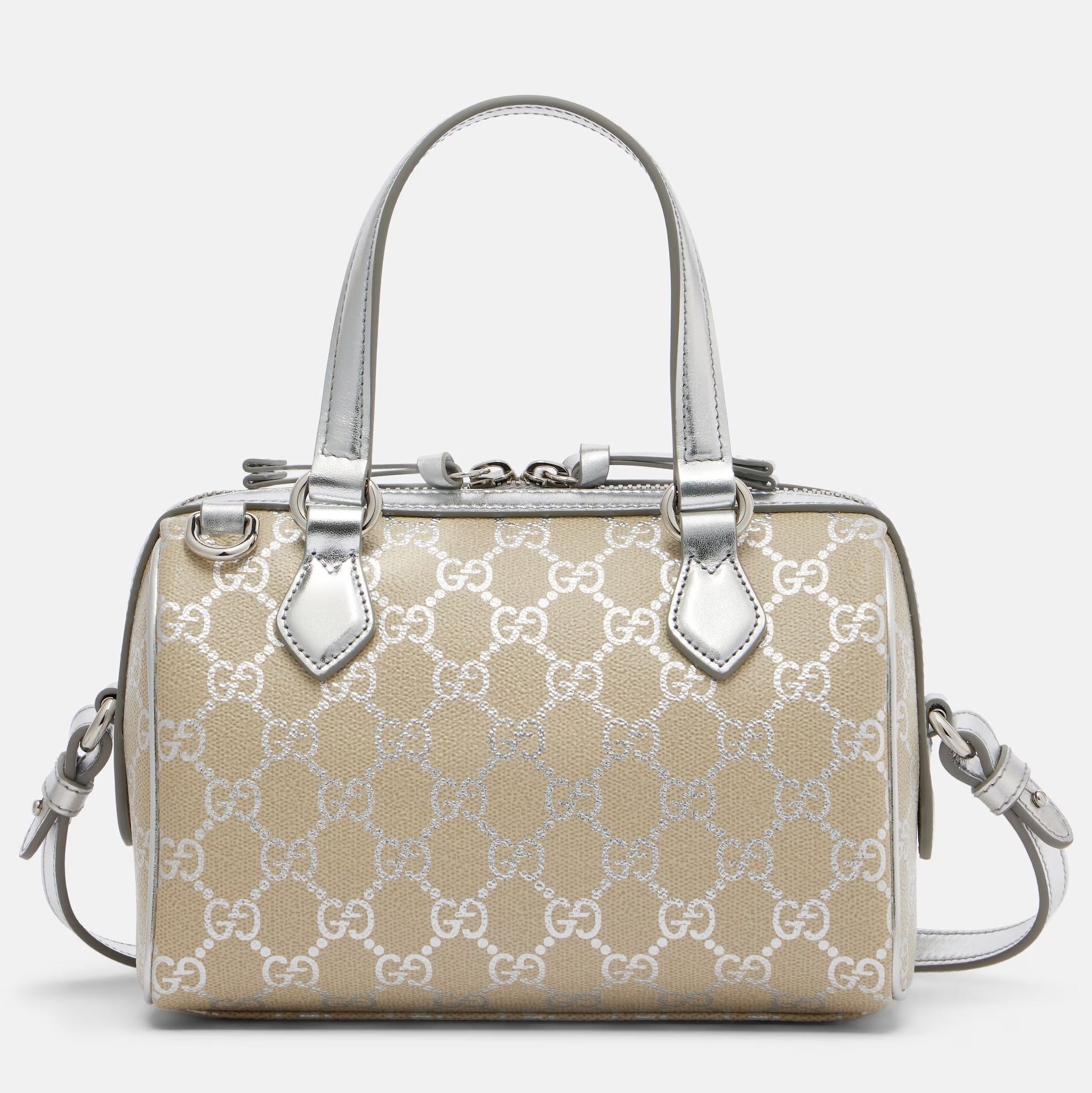Gucci GG Emblem Small Top Handle Bag - Beige