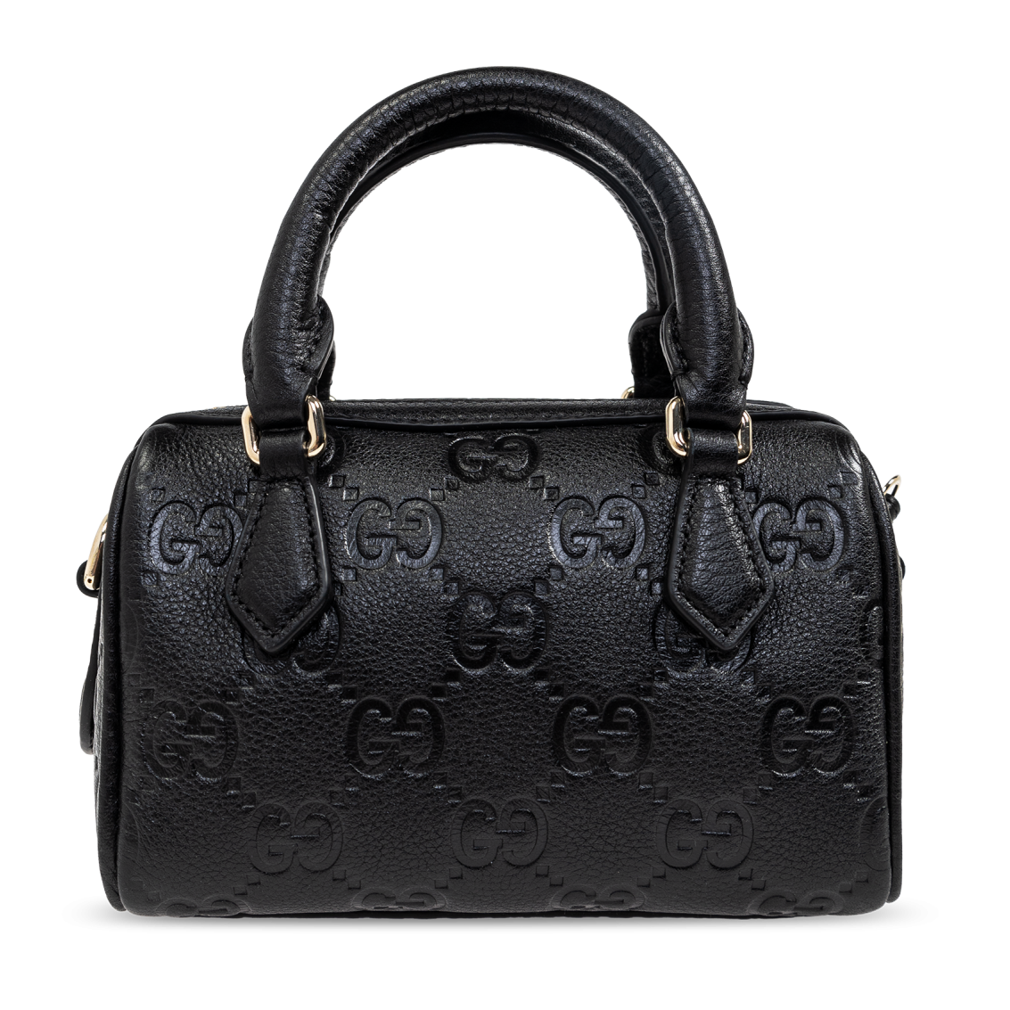 Gucci GG Emblem Mini Boston Top Handle Bag – Black