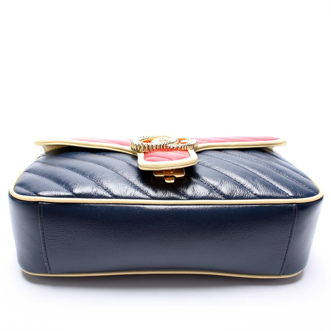 Gucci GG Marmont Medium Leather Bag - Blue
