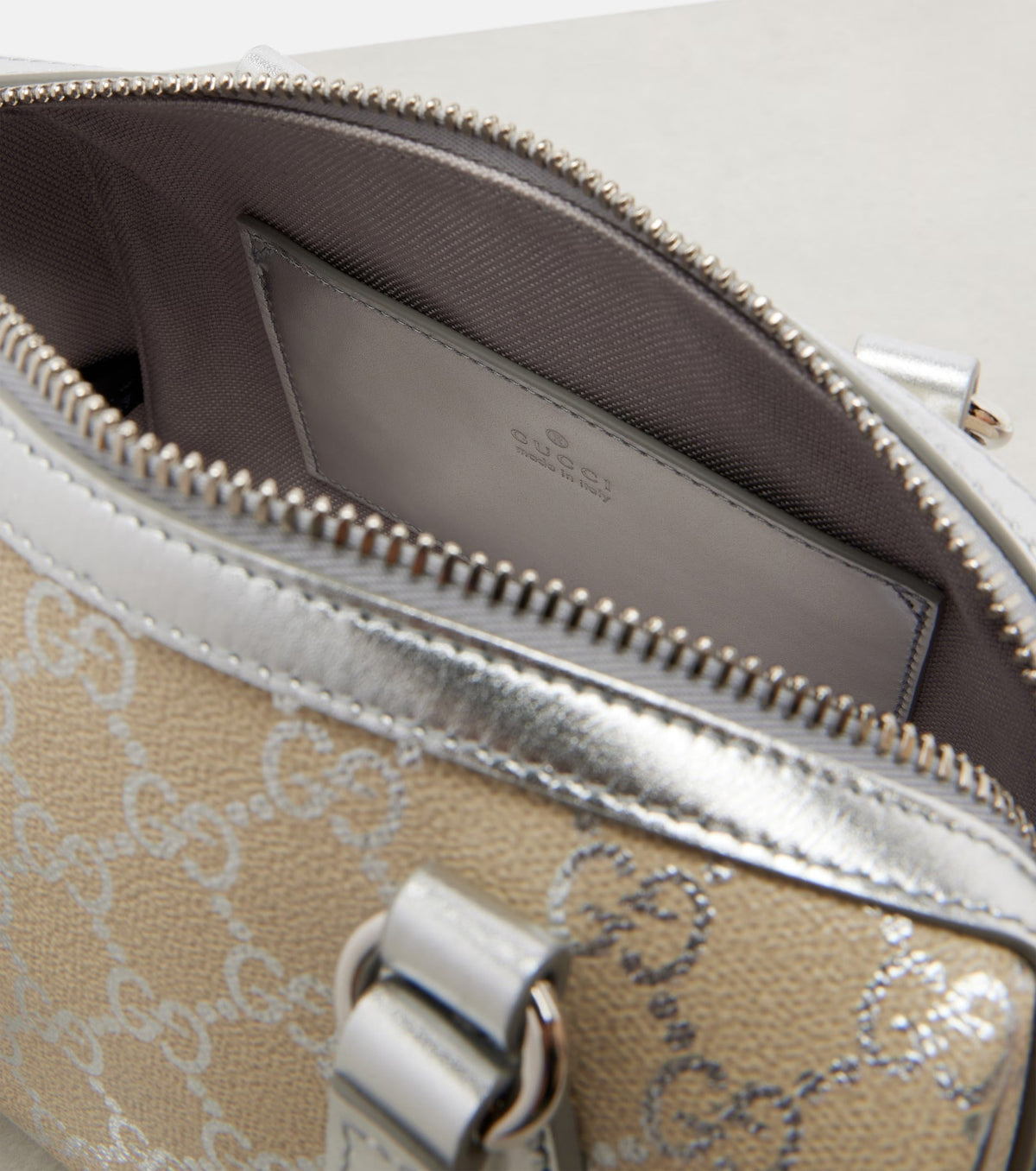 Gucci GG Emblem Small Top Handle Bag - Beige