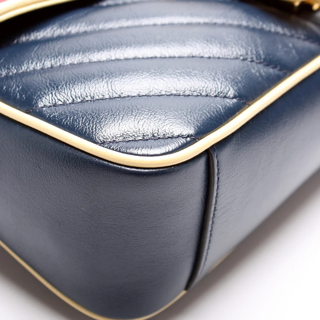 Gucci GG Marmont Medium Leather Bag - Blue