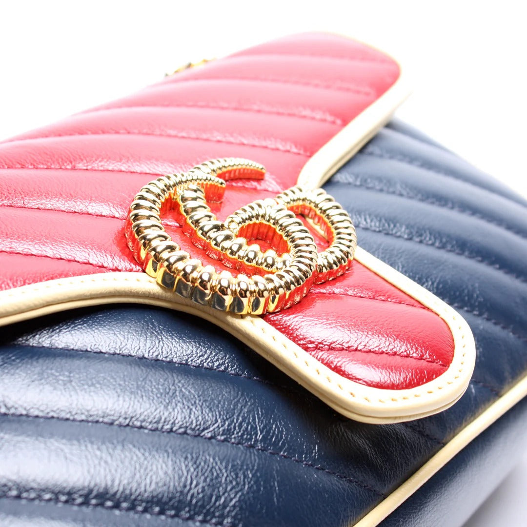 Gucci GG Marmont Medium Leather Bag - Blue