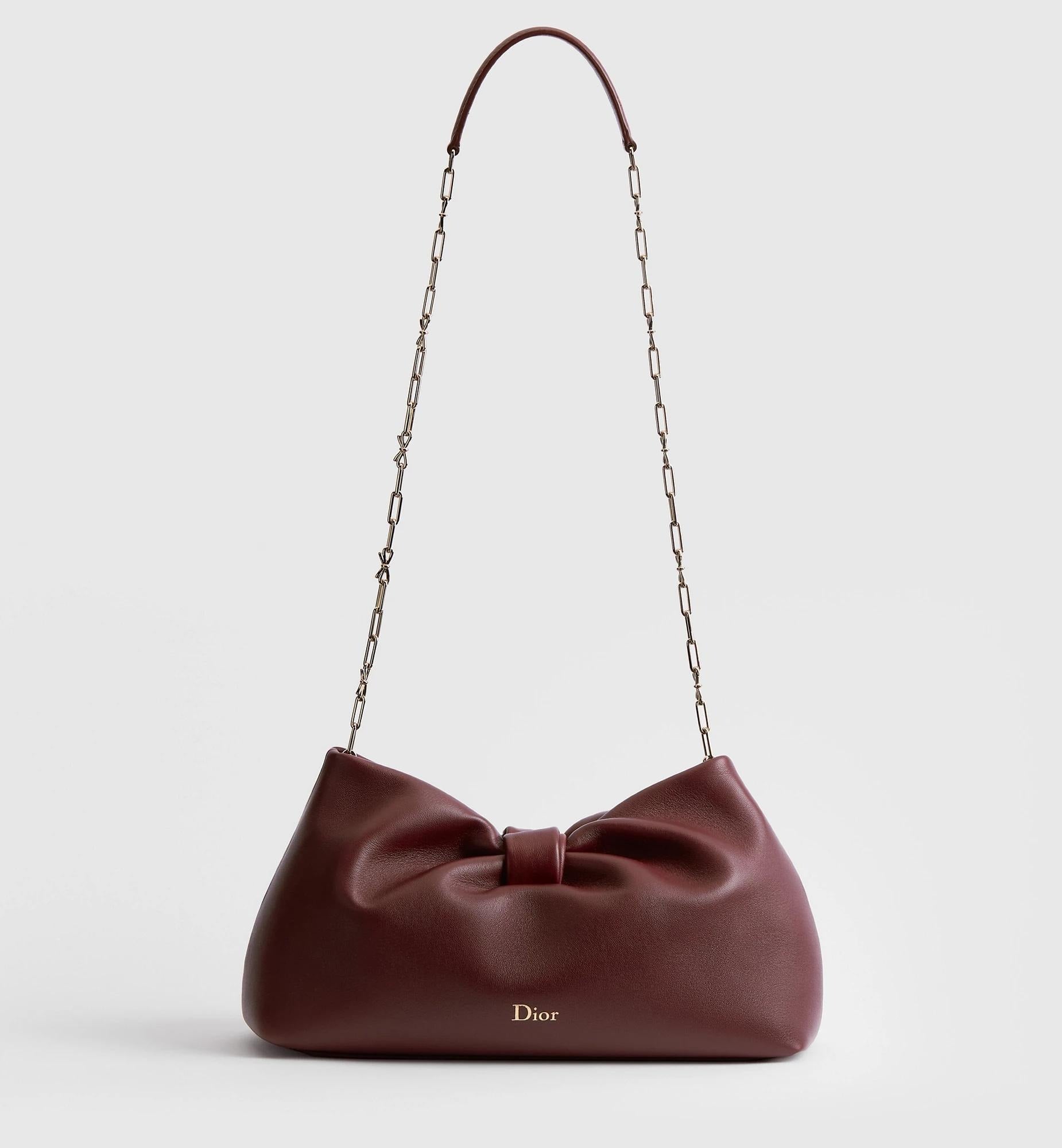 Dior Medium Lambskin Bow Bag – Burgundy