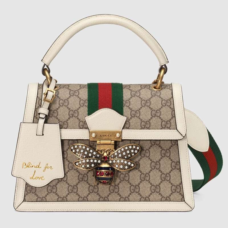 Gucci GG Supreme Monogram Queen Margaret Shoulder Bag – White