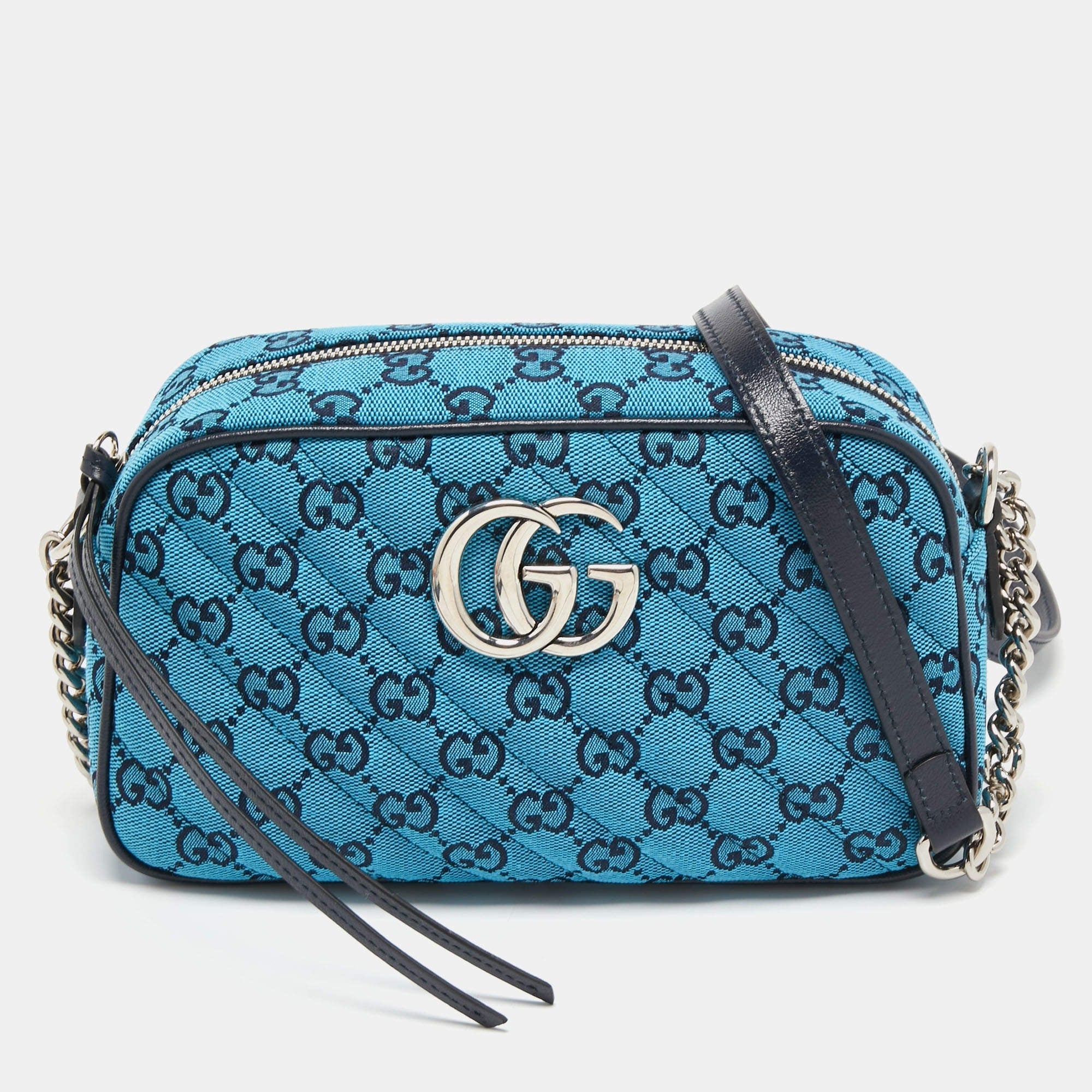 Gucci GG Canvas Marmont Matelasse Crossbody Shoulder Bag – Blue