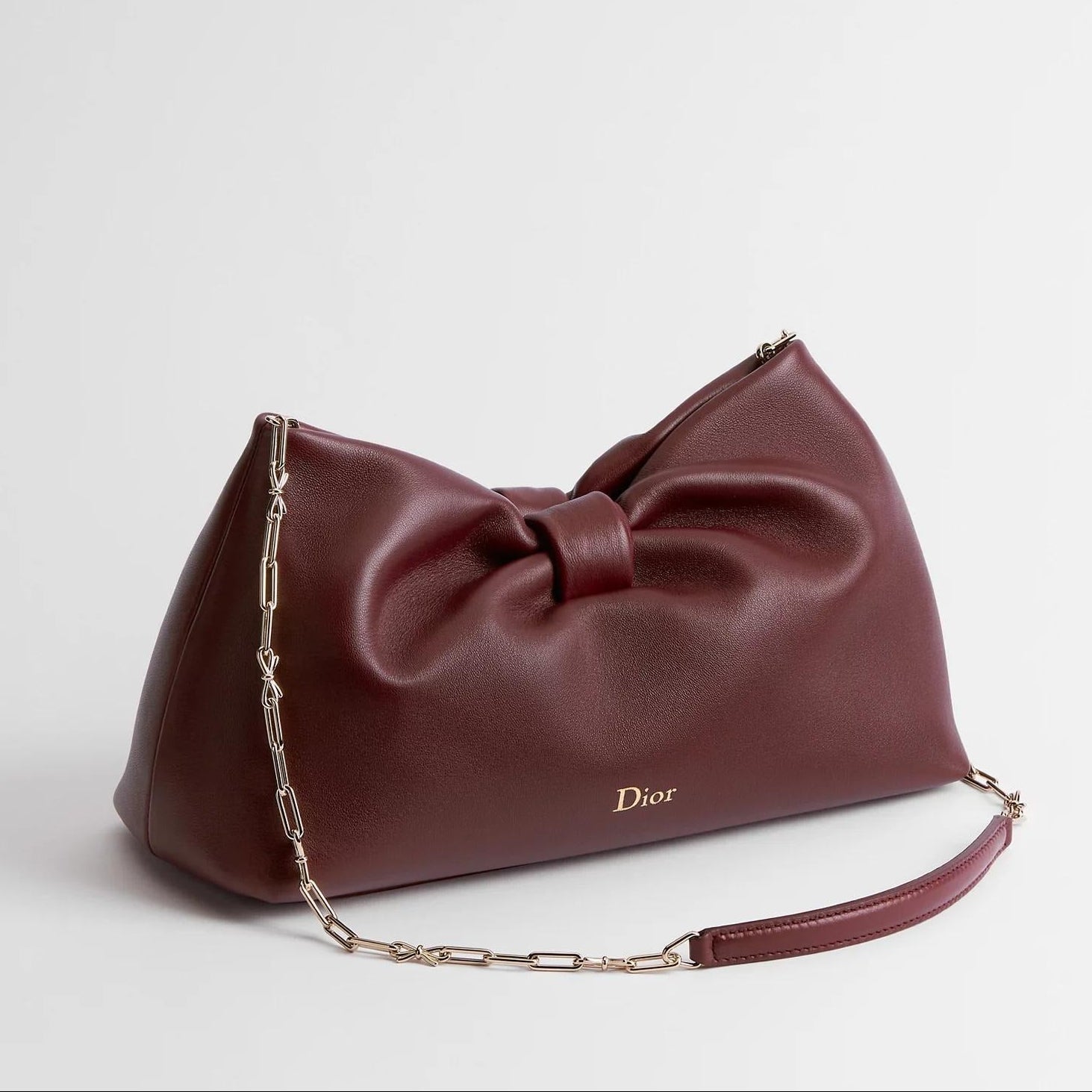 Dior Medium Lambskin Bow Bag – Burgundy