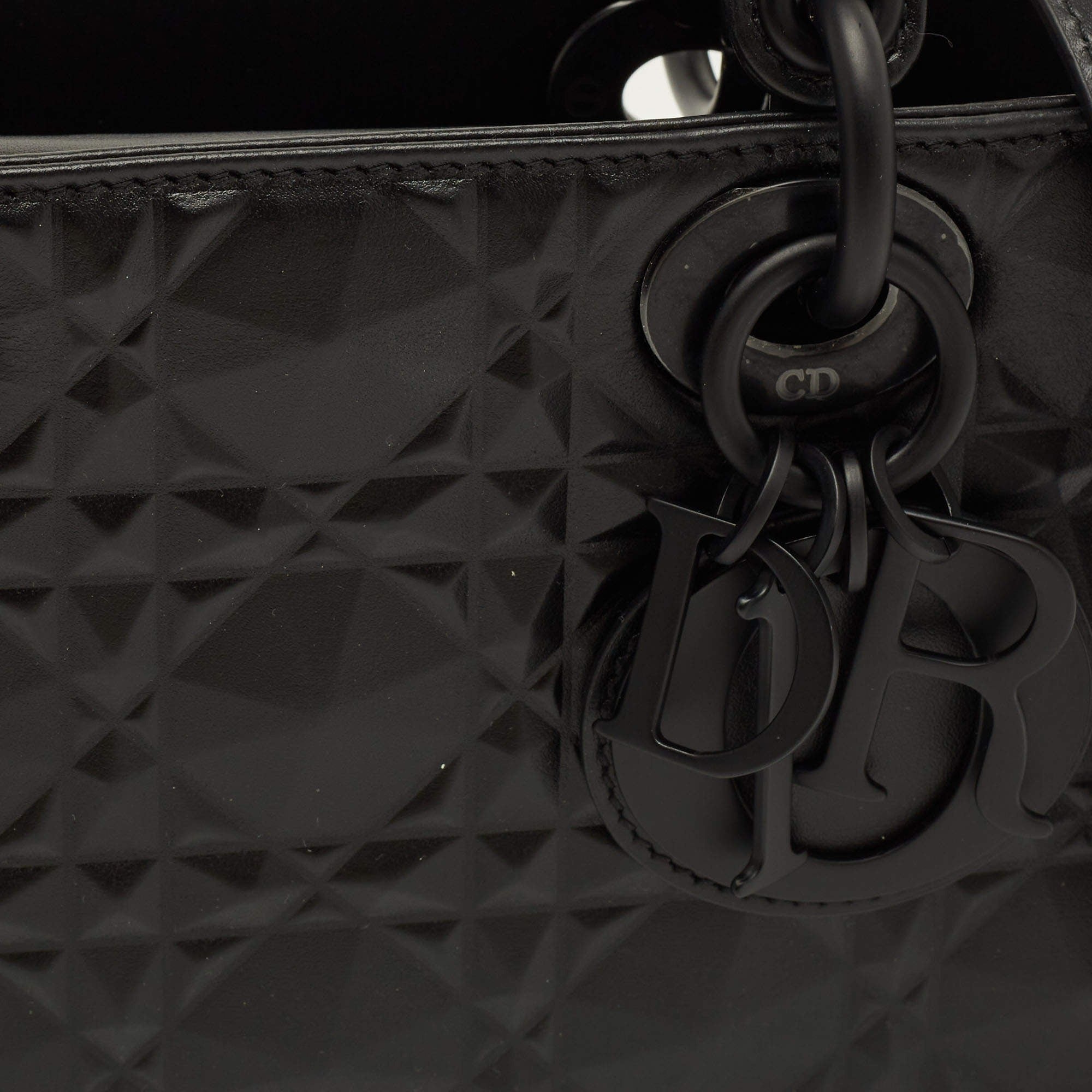 Dior Lady D-Joy Micro Diamond Cannage Calfskin Bag - Black