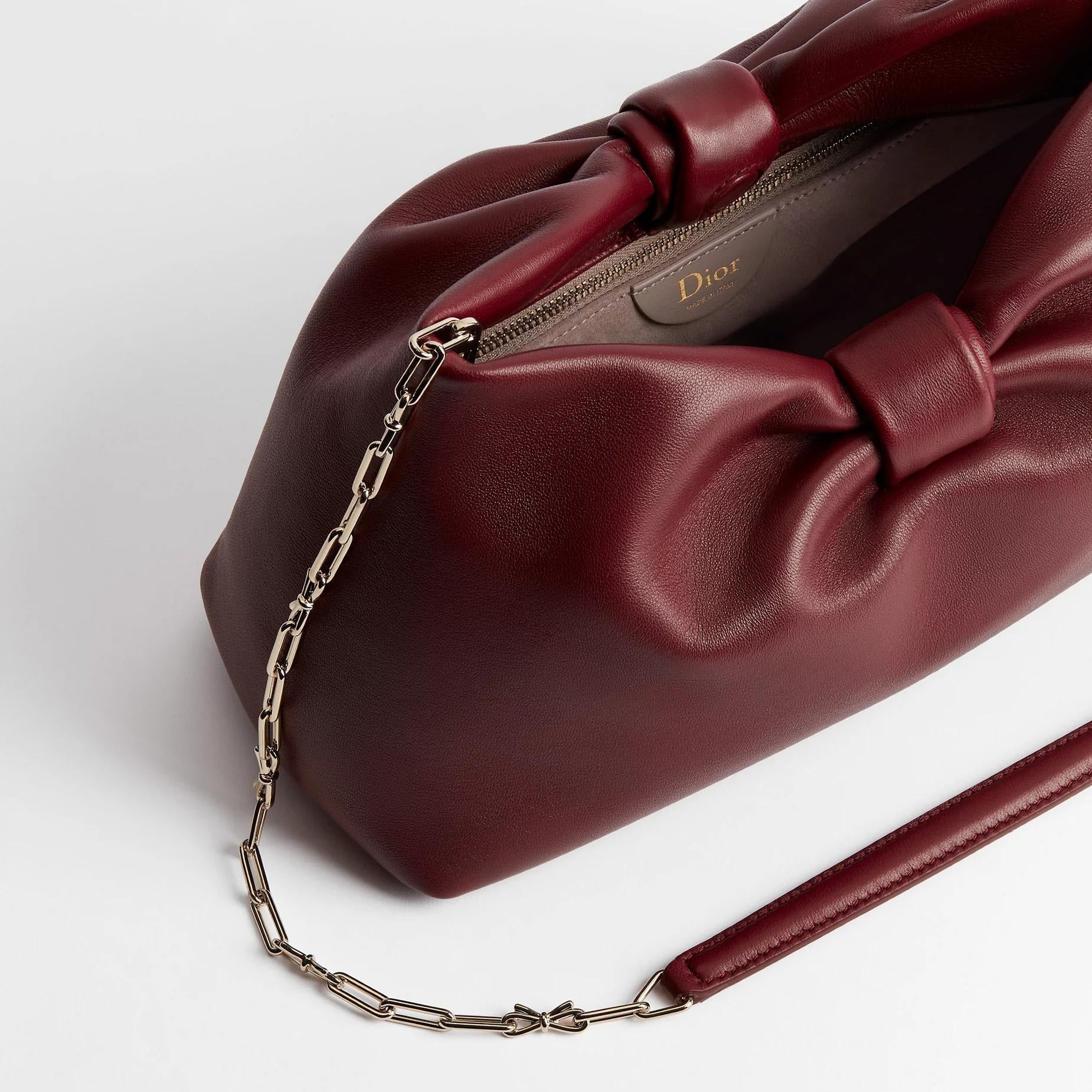 Dior Medium Lambskin Bow Bag – Burgundy