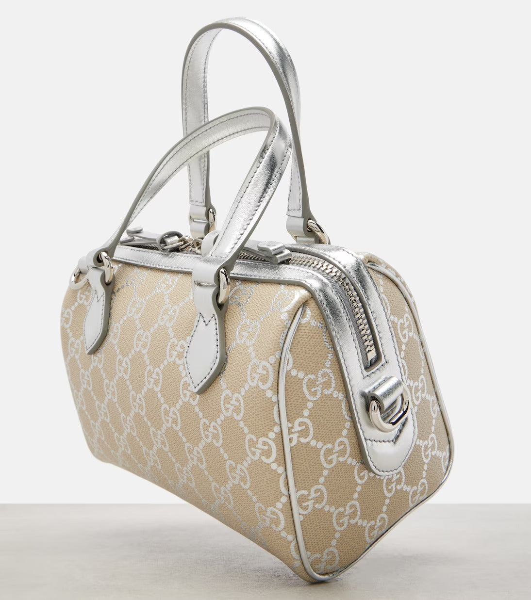 Gucci GG Emblem Small Top Handle Bag - Beige