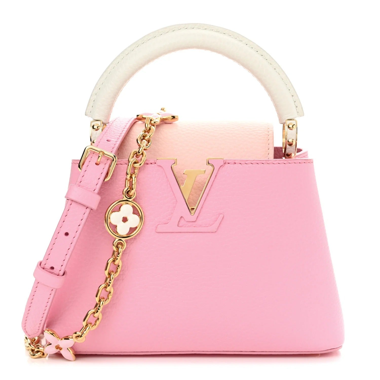 Louis Vuitton Taurillon Flower Chain Mini Capucines Handbag – Candy Pink