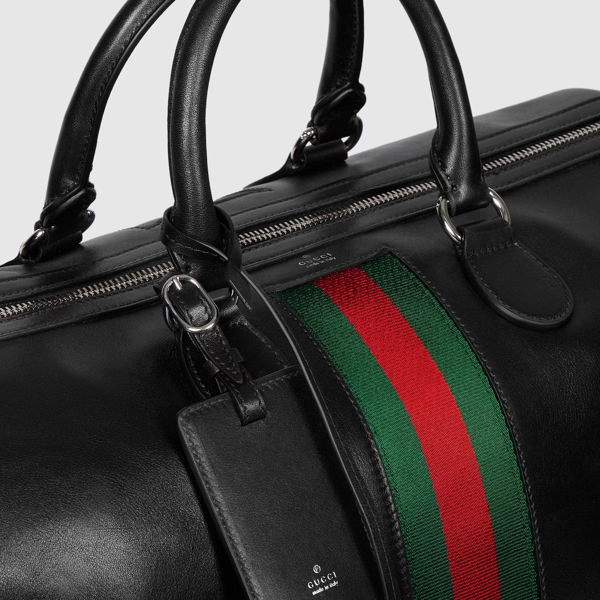 Gucci Web Trademark Medium Duffle Travel Bag – Black