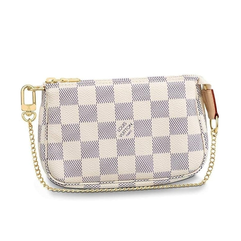 Louis Vuitton Damier Azur Mini Pochette Accessoires Chain Bag – White