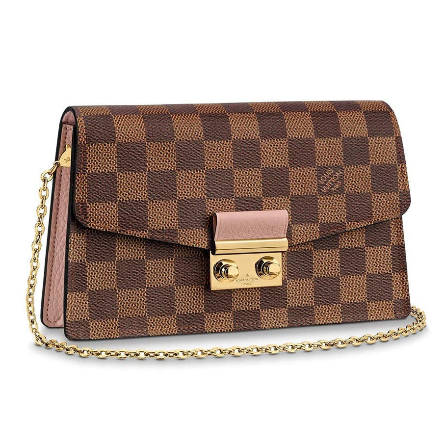 Louis Vuitton Damier Ebene Croisette Chain Crossbody Bag - Brown