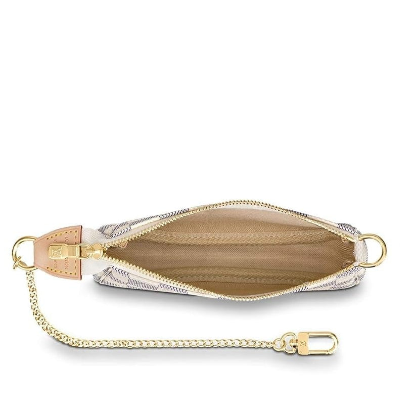 Louis Vuitton Damier Azur Mini Pochette Accessoires Chain Bag – White