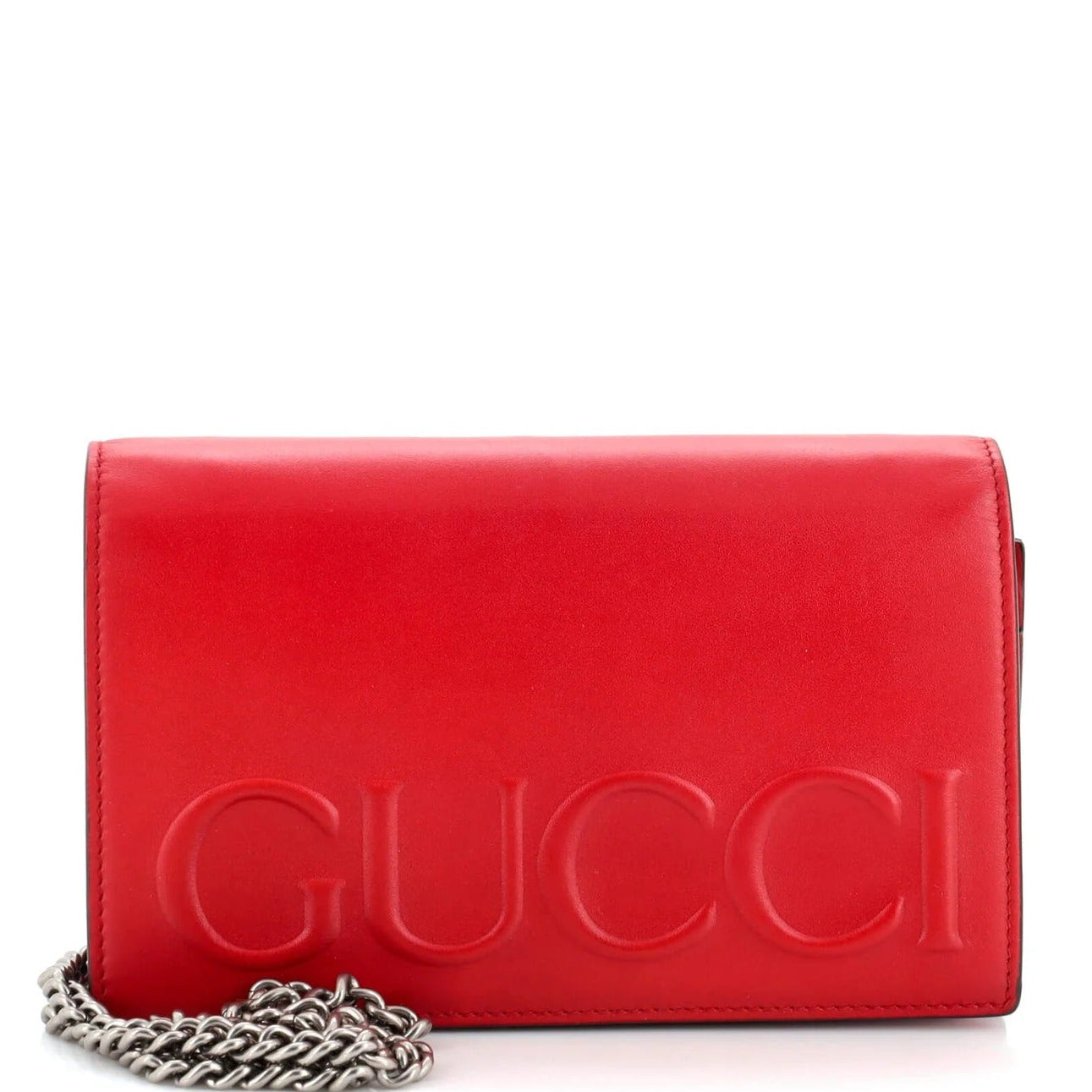 Gucci XL Leather Wallet on Chain Shoulder Bag – Red