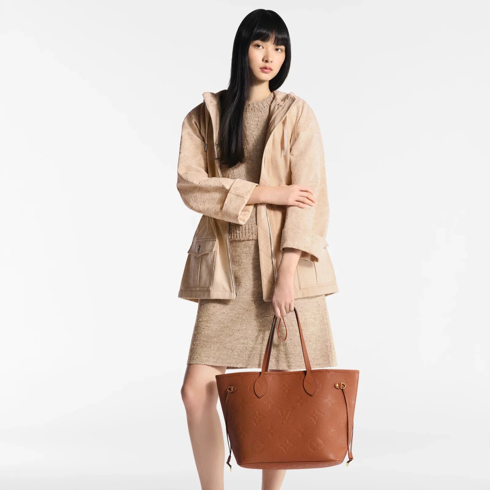 Louis Vuitton Empreinte Monogram Giant Neverfull MM Tote Bag - Cognac