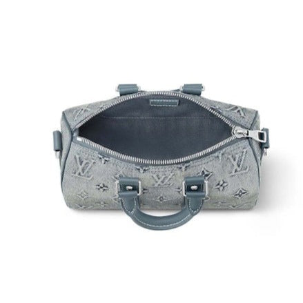 Louis Vuitton Keepall Bandoulière 25 Washed Denim Duffle Bag - Blue