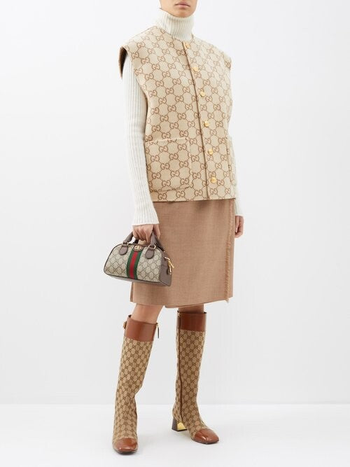 Gucci GG Canvas Ophidia Mini Top Handle Bag – Beige