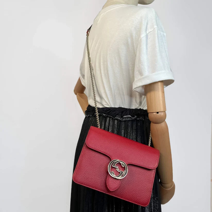 Gucci Interlocking G Small Dollar Shoulder Bag – Red