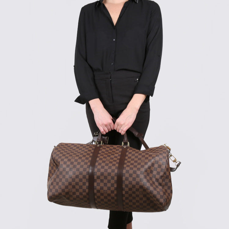 Louis Vuitton Keepall Bandoulière 55 Duffle Bag - Damier Ebene