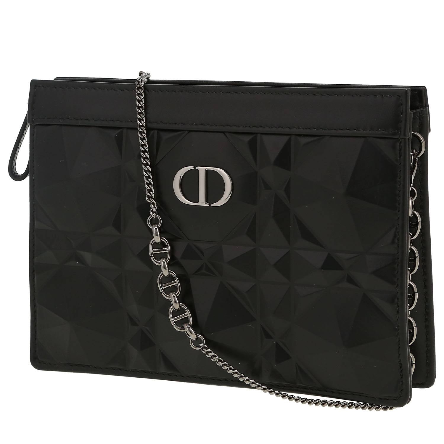 Dior Caro Macrocannage Diamond Quilted Leather Shoulder Bag - Black