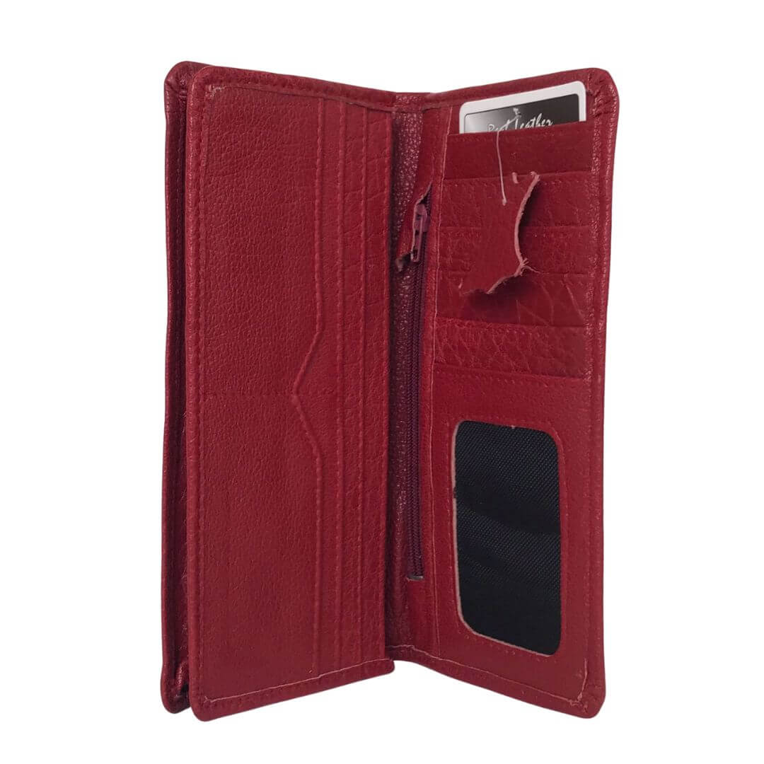 Leather Wallet – Bold Long Fold in Red