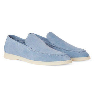 Loro Piana Summer Walk Suede Loafers - Polvere Blue