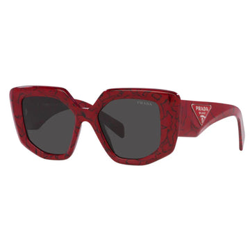 Prada PR14ZS 15D-5S0 Rectangular Marble Red Sunglasses