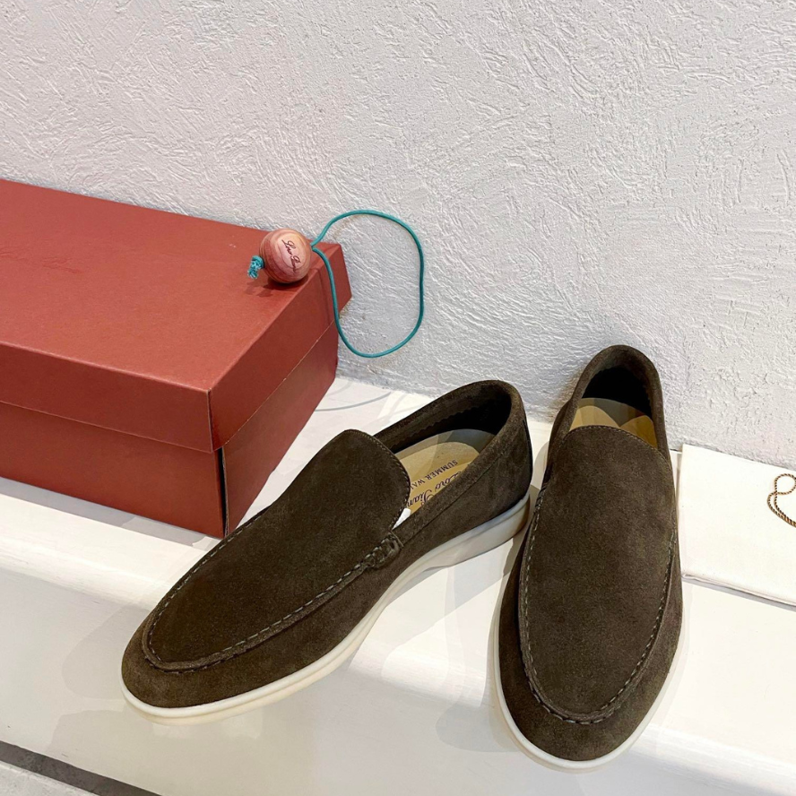 Loro Piana Summer Walk Suede Loafers - Warm Gray (MD84)