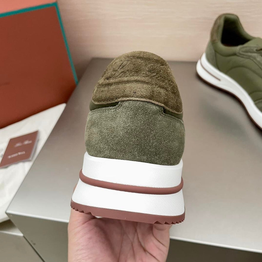 Loro Piana Weekend Walk Suede Sneakers -  Green