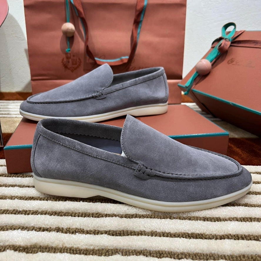 Loro Piana Summer Walk Suede Loafers - Frozen Blue (131)
