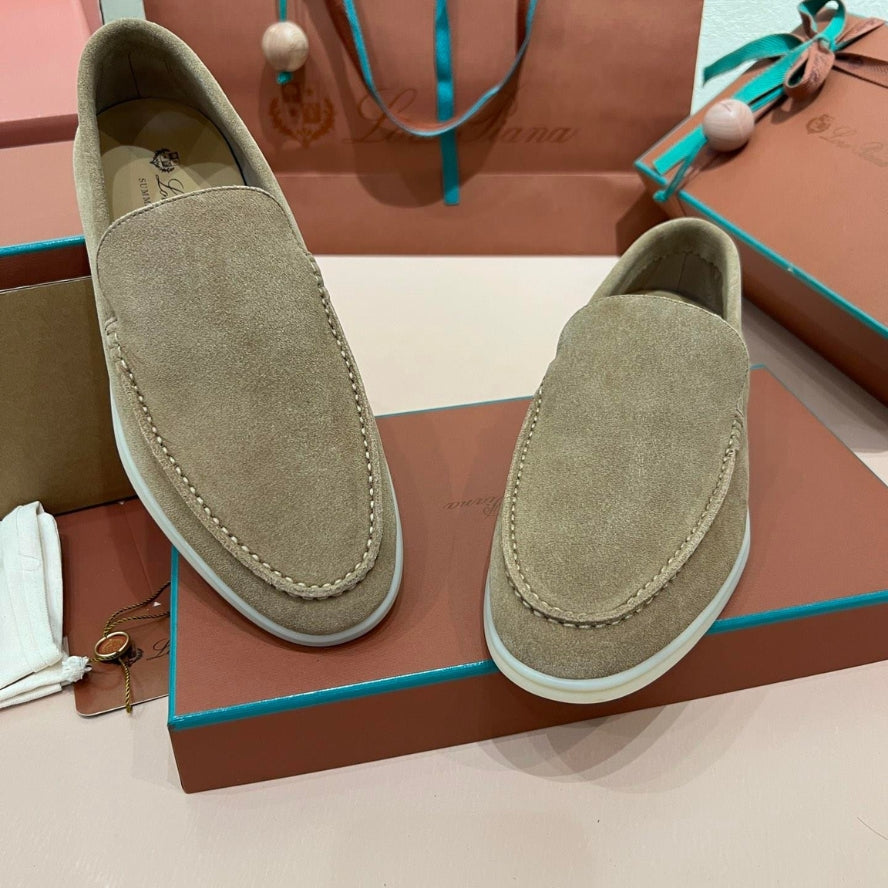 Loro Piana Summer Walk Suede Loafers - Powder Tea