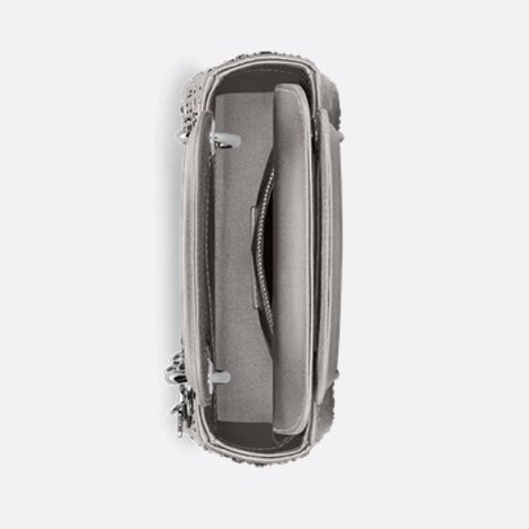 Dior Mini Lady Dior Cannage Quilt Satin Bag - Grey