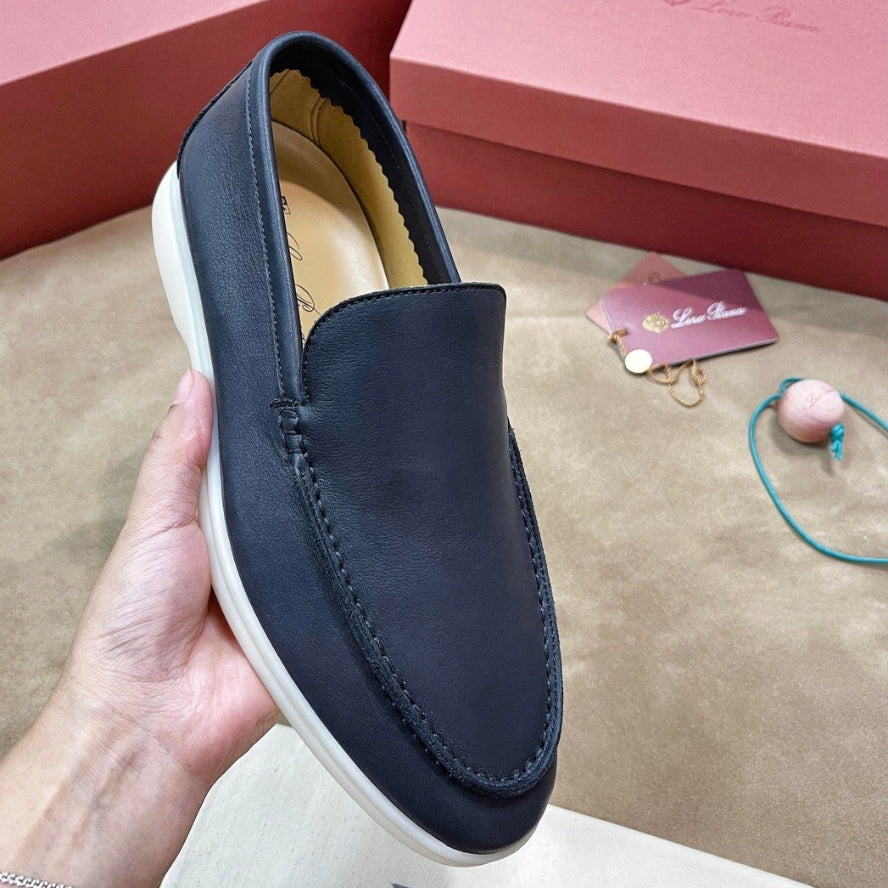Loro Piana Summer Walk Elk Leather Loafers - Navy Blue (W000)